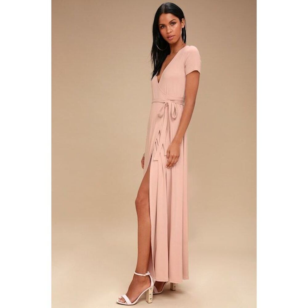 NWT Lulus Evolve Pale Pink Wrap Maxi Dress - Size X-Small